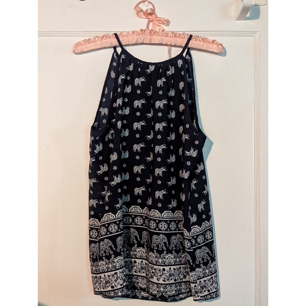 Justify Navy and White Elephant Print Blouse